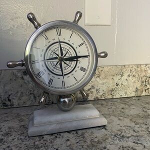 Silver Nautical Desk Clock
